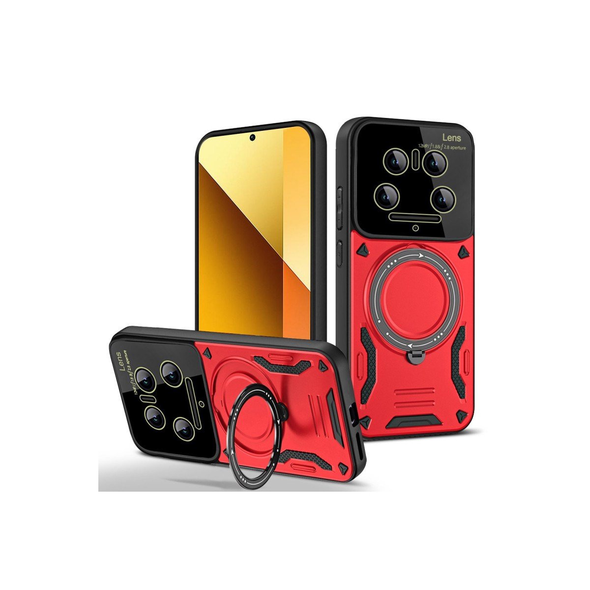 Mi 14 Ultra Kılıf Joy Lens Standlı Kapak - Kırmızı