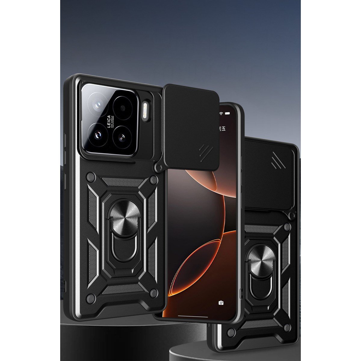Mi 15 Pro Kılıf Pars Lens Yüzüklü Silikon - Siyah