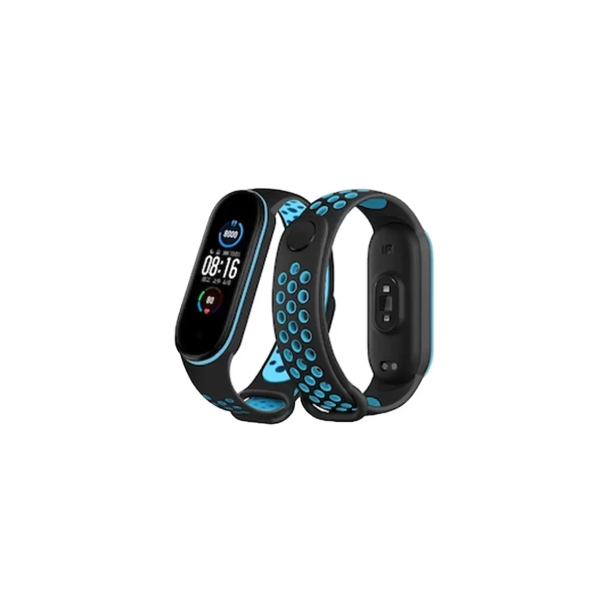Mi Band 6 Spor Delikli Kordon - Siyah-Mavi