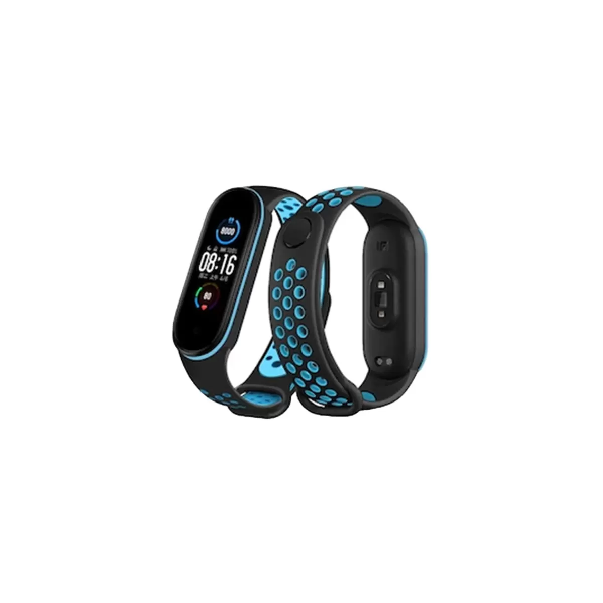 Mi Band 6 Spor Delikli Kordon - Siyah-Mavi