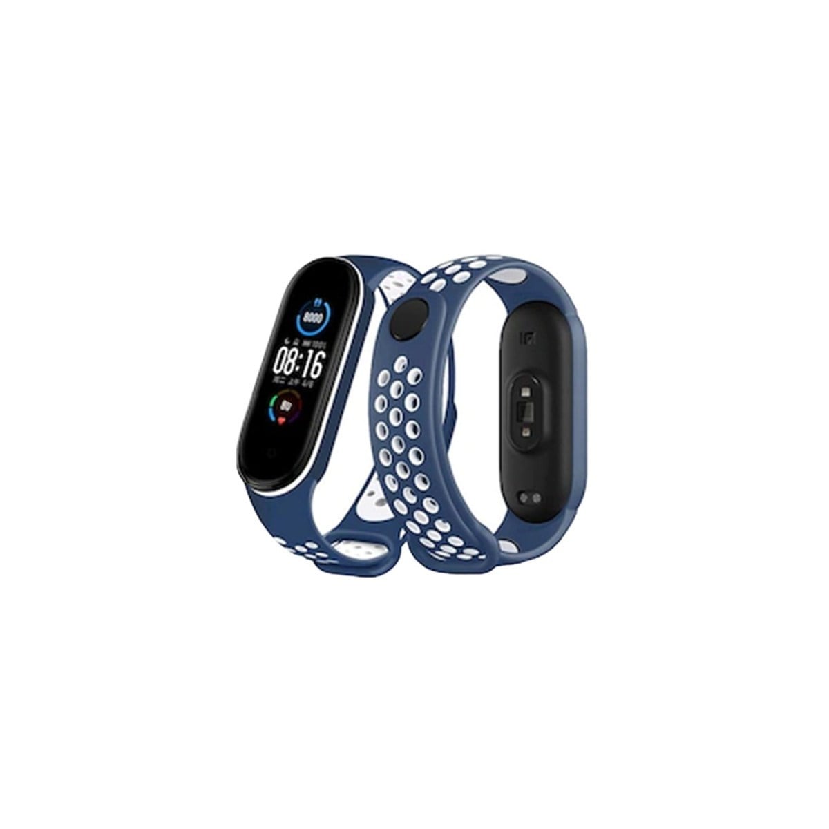 Mi Band 7 Spor Delikli Kordon - Lacivert-Beyaz