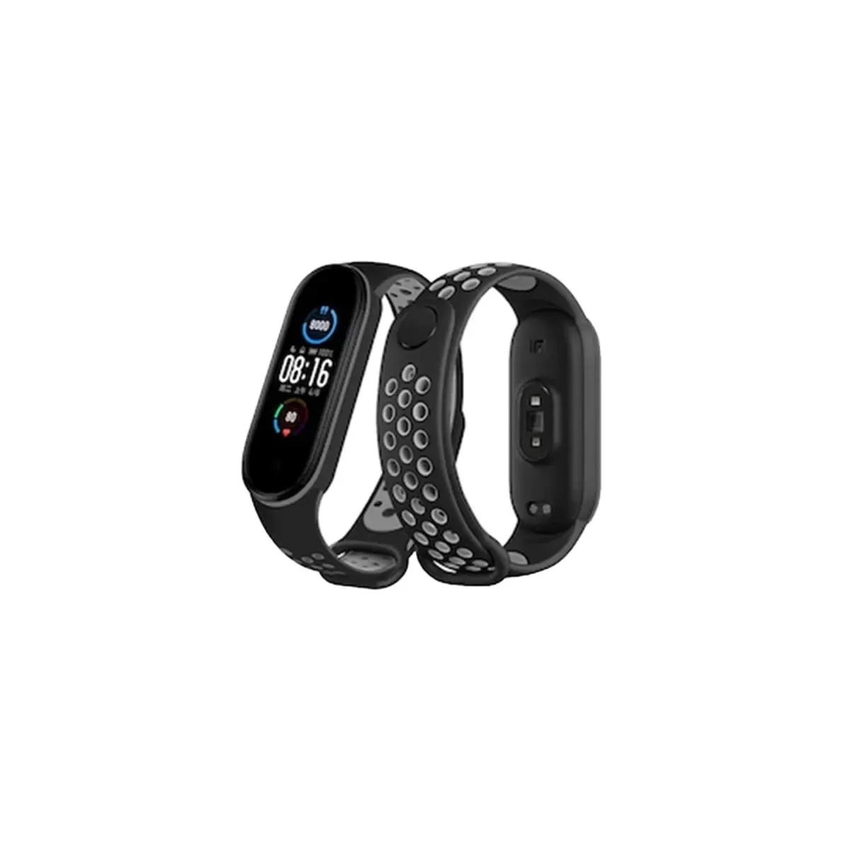 Mi Band 7 Spor Delikli Kordon - Siyah-Gri