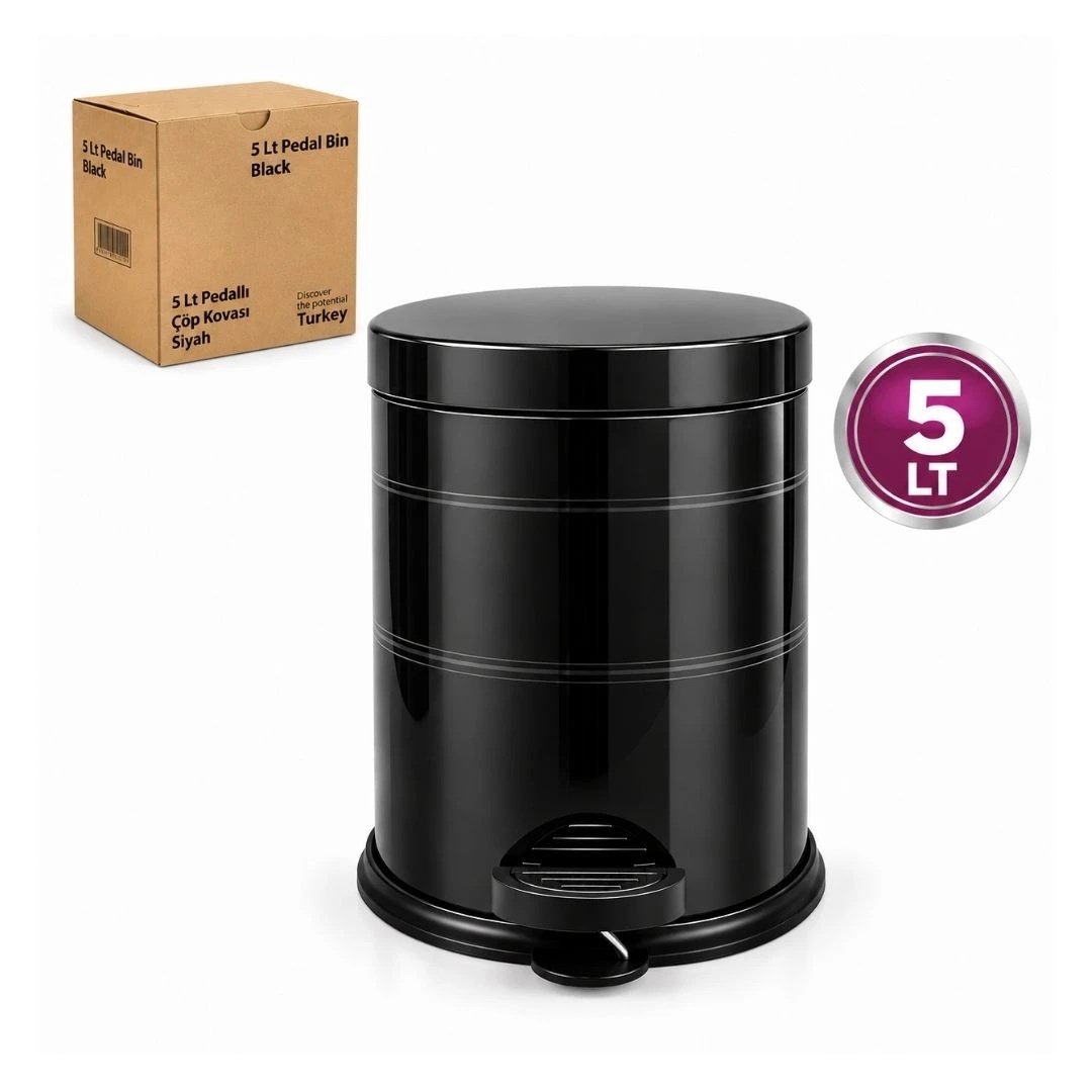 Mikro 5 L Siyah Pedallı Çöp Kovası