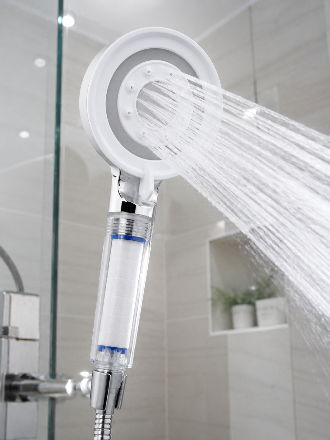 Mineral Taşlı Filtreli Duş Başlığı Güçlü Su Basınçlı Banyo Başlığı