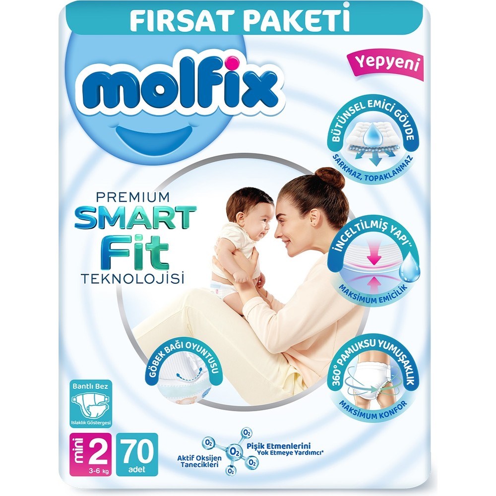 Mini Bebek Bezi Fırsat Paketi 2 Beden 70 Adet