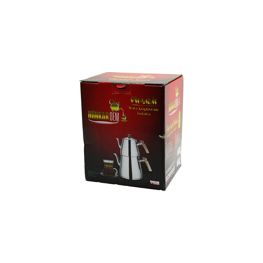 Mini Çelik Çaydanlık Seti (0.9L + 1.5L) Kendinden Süzgeçli
