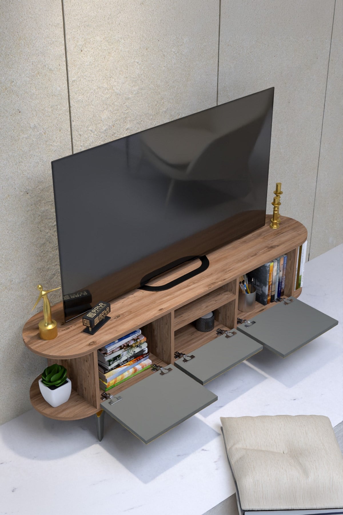 Mira Gold TV Ünitesi Kahverengi 160