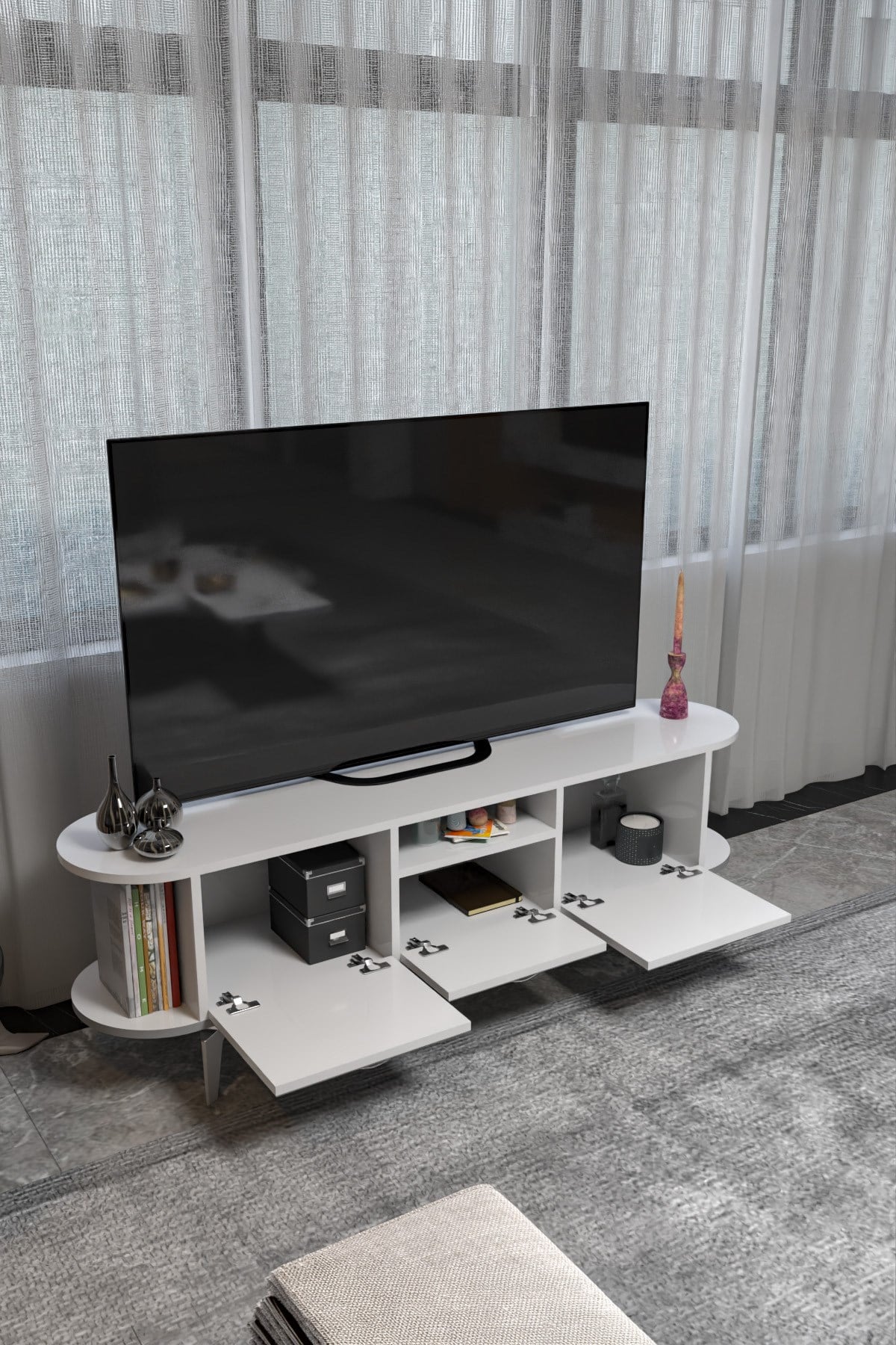 Mira Gümüş TV Ünitesi Beyaz 160