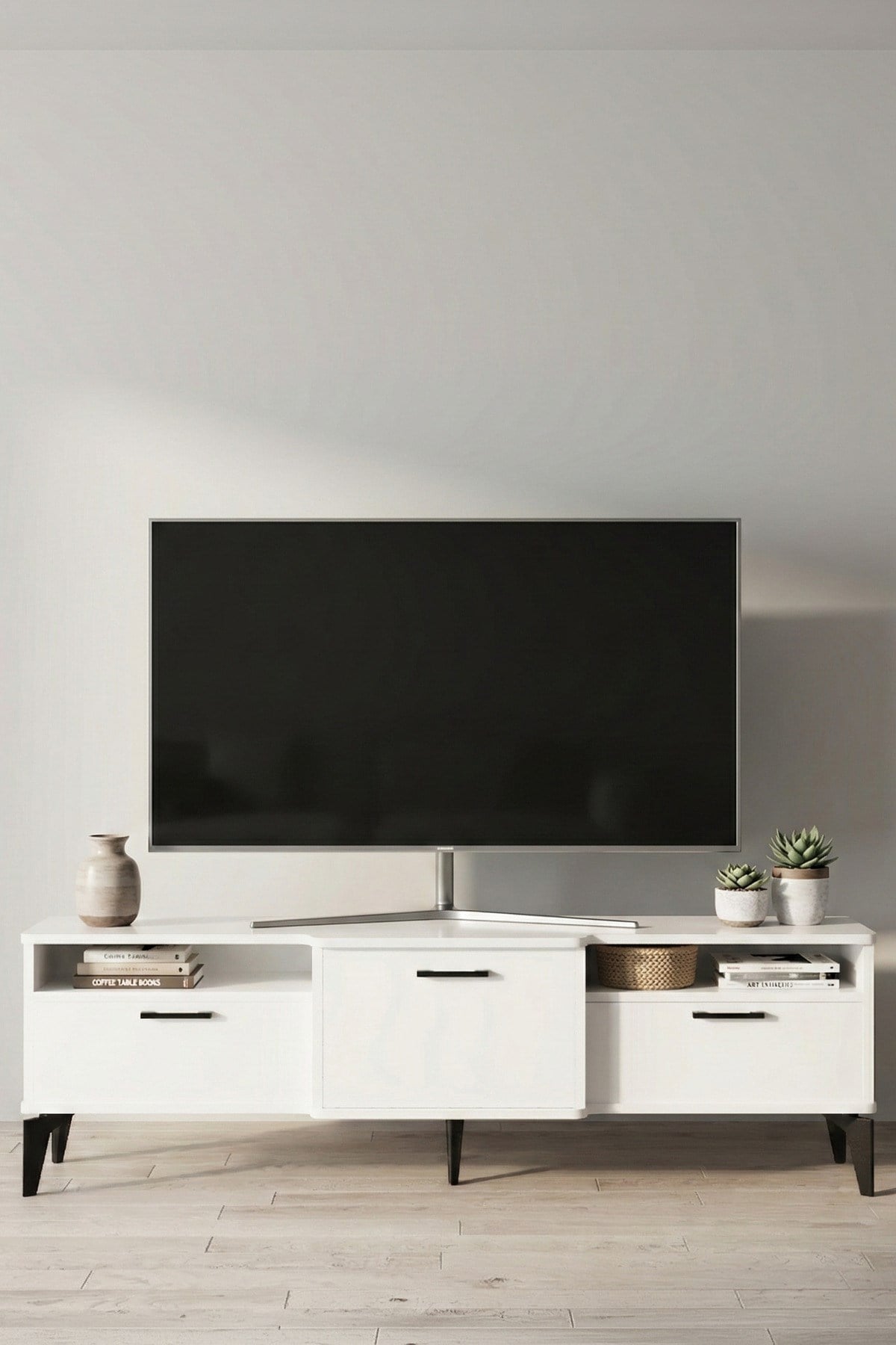 Mistral TV Sehpası Metalik Beyaz 160x40 cm