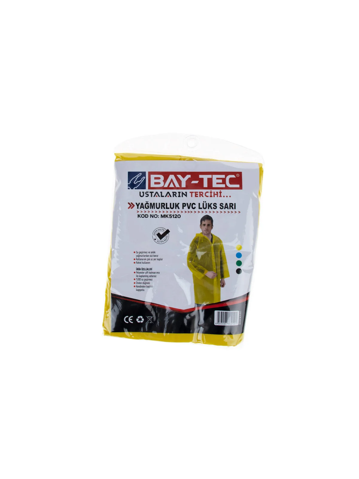 MK5120 PVC Lüks Yağmurluk Sarı Cepli Sırttan Havalandırmalı 260gr