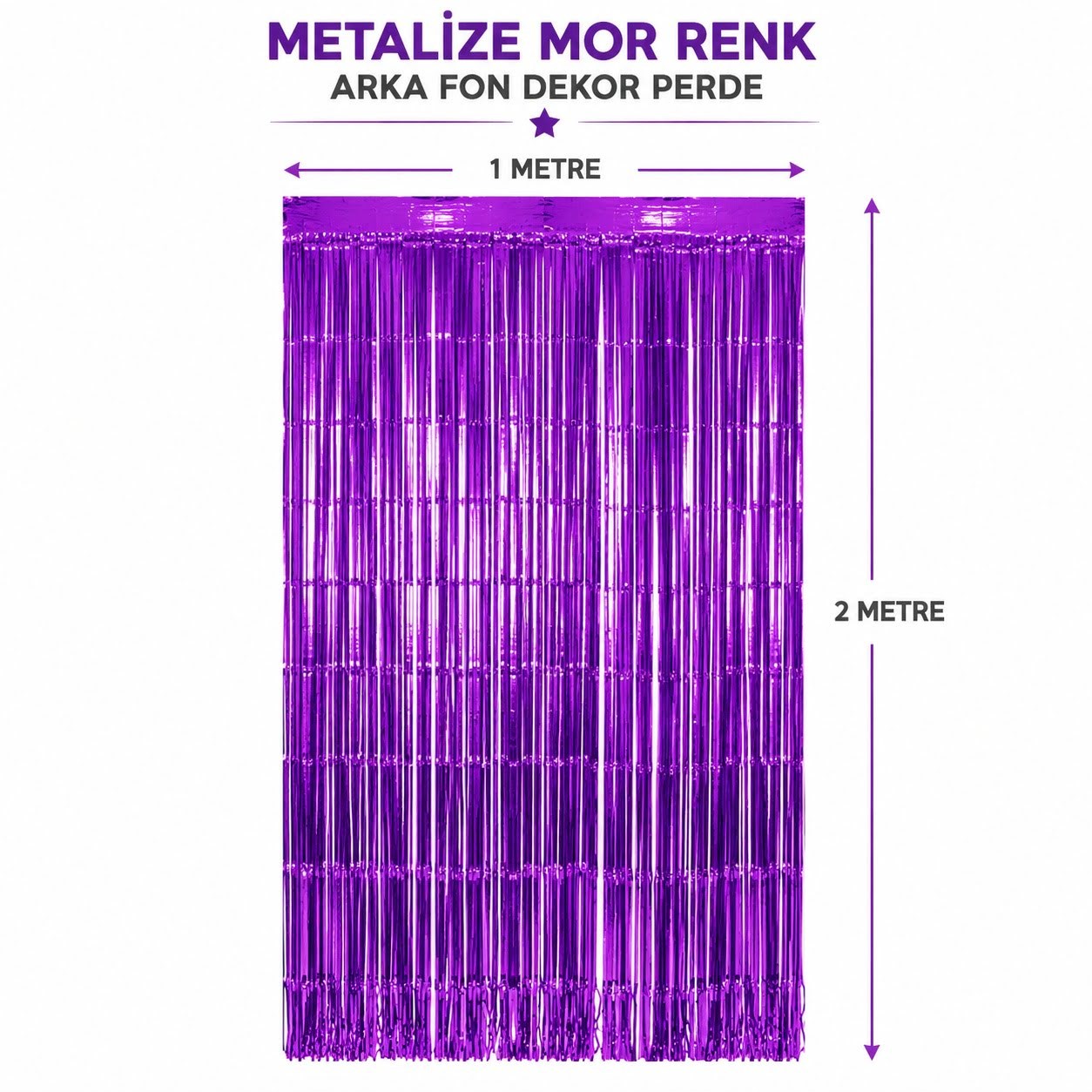 Mor Metalize Parti Perdesi 100x200 cm ? Kapı ve Arka Fon Perdesi