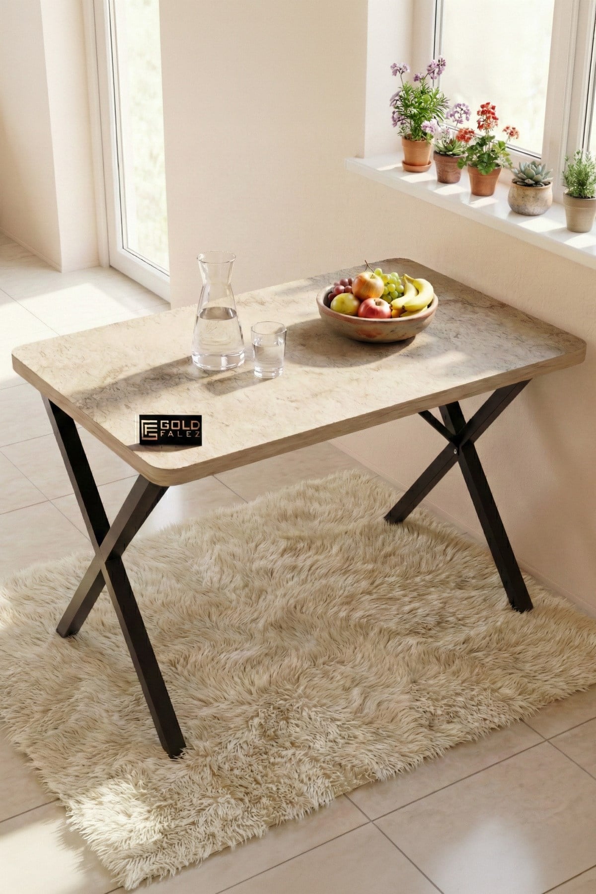 Mutfak Masası 110x70 cm Modern Ahşap Görünümlü Yemek Masası Ofis Bahçe Balkon Cafe Masa 9831 Travert