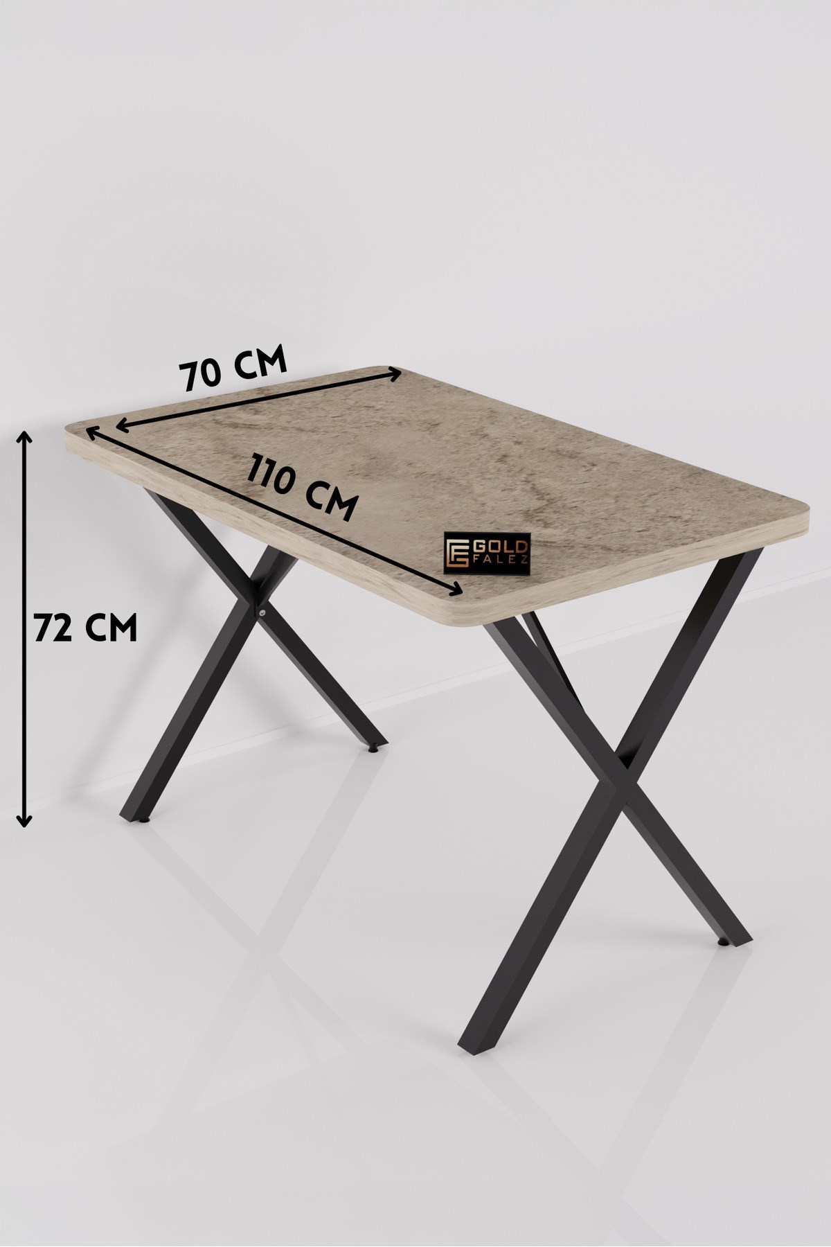 Mutfak Masası 110x70 cm Modern Ahşap Görünümlü Yemek Masası Ofis Bahçe Balkon Cafe Masa 9831 Travert