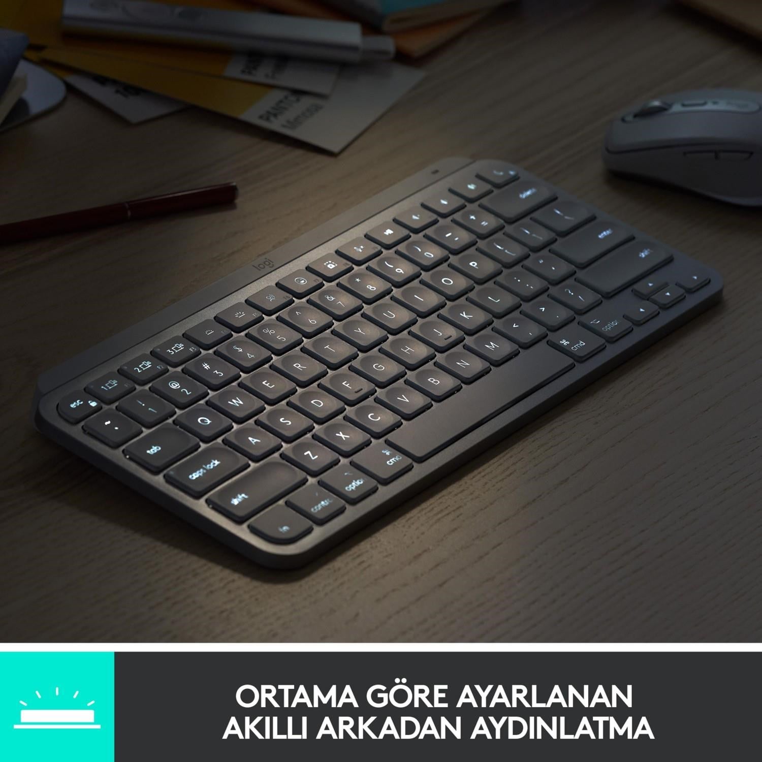 MX KEYS MINI MINIMALIST KABLOSUZ BLUETOOTH AYDINLATMALI Q TR KLAVYE SİYAH 920-010504