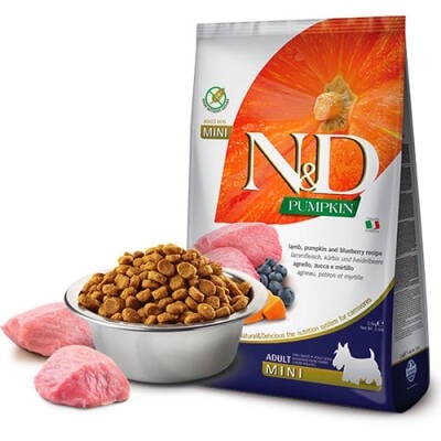 N&D Pumpkin Balkabaklı Kuzulu Yaban Mersinli Küçük Irk Tahılsız Yetişkin Köpek Maması 7 Kg