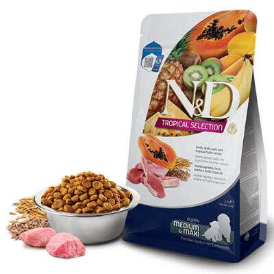 N&D Tropical Selection Kuzu Etli ve Tropikal Meyveli Orta ve Büyük Irk Yavru Köpek Maması 10 Kg