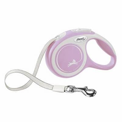New Comfort Otomatik Şerit Köpek Gezdirme Tasması Medium 5 Mt Rose