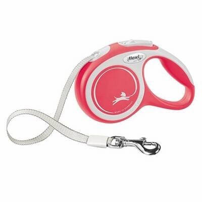 New Comfort Otomatik Şerit Köpek Gezdirme Tasması Small 5 Mt Kırmızı