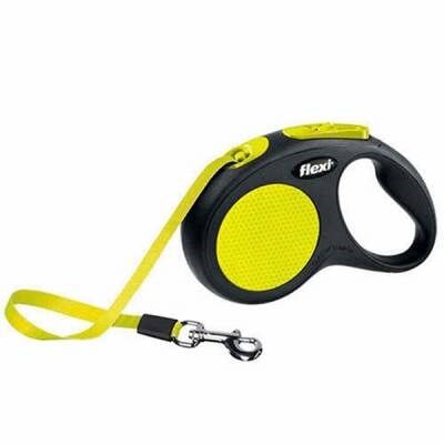 New Neon Otomatik Şerit Köpek Gezdirme Tasması Medium 5 Mt Sarı