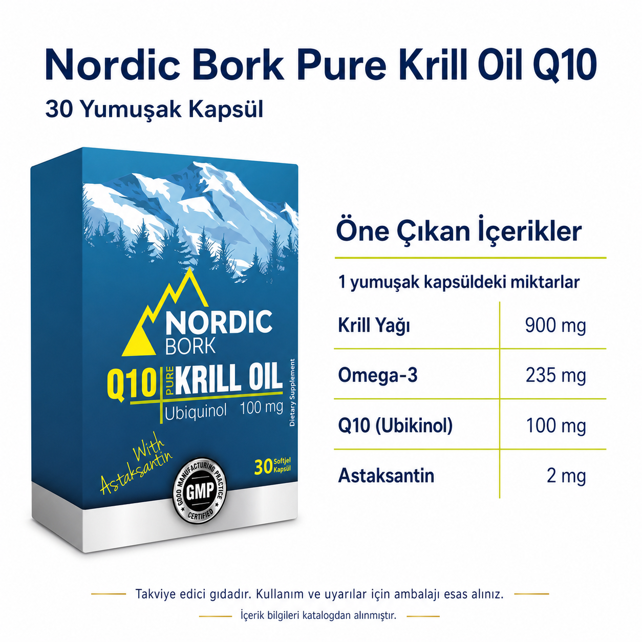 Nordic Bork Pure Krill Oil Q10 Krill Yağı 30 Yumuşak Kapsül