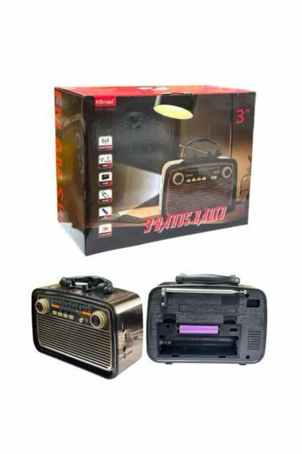 Nostalji Radyo Bluetooth Hoparlör USB-SD Kart Giriş Led Fener Işıklı Bataryalı Pilli Yeni Nesil