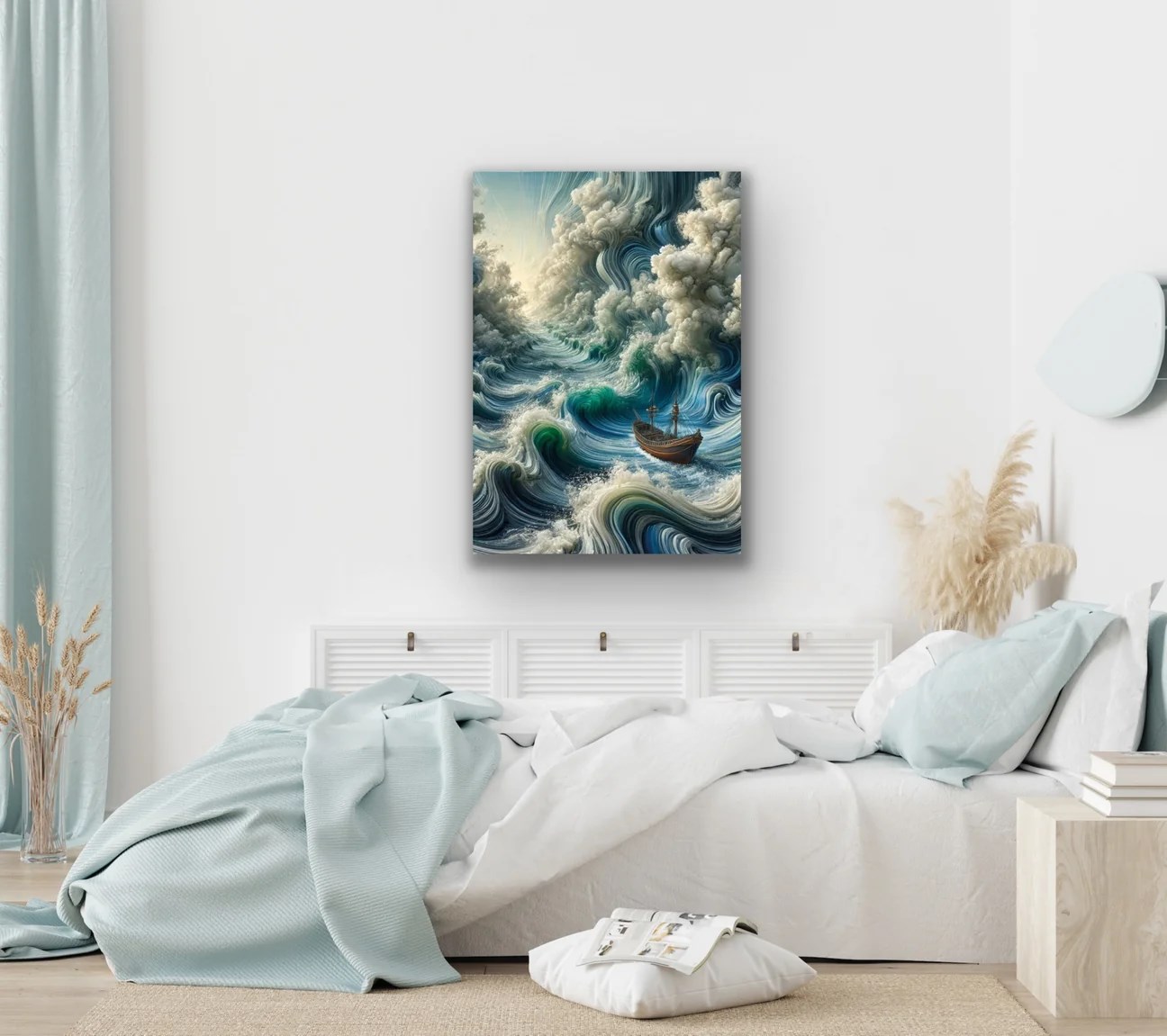 Okyanustaki Yalnız Gemi Kanvas Tablo 70x100cm