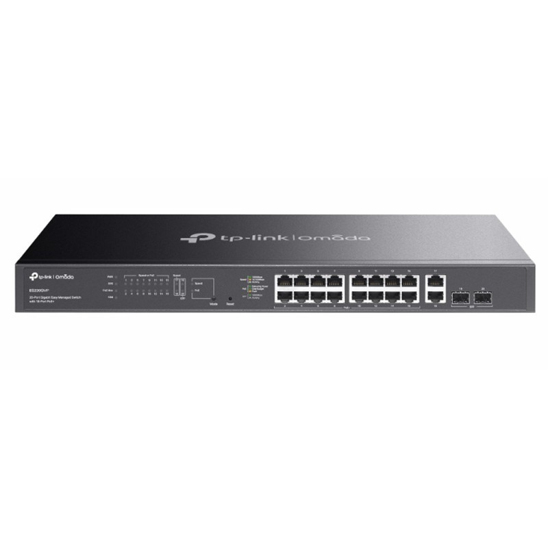 OMADA ES220GMP 16 PORT GIGABIT + 2XGB SFP+2XGB RJ45 UPLINK CLOUD L2 YÖNETİLEBİLİR 250W POE RACKMOUNT SWITCH