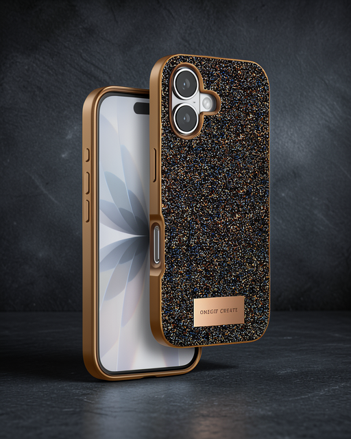 Onegif Apple İphone 17 Bright Simli Kapak - Gold