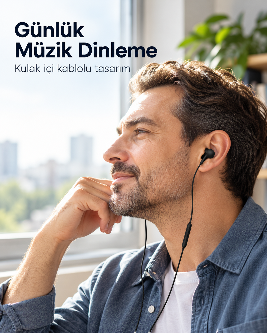 Örgü Kablo Detaylı Siyah Mikrofonlu Kulaklık