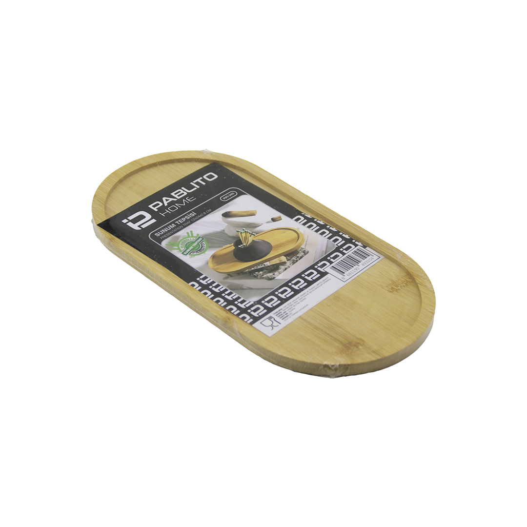Oval Ahşap Bambu Yağdanlık Altlık ve Sunum Tepsisi 12x24x0.8 cm