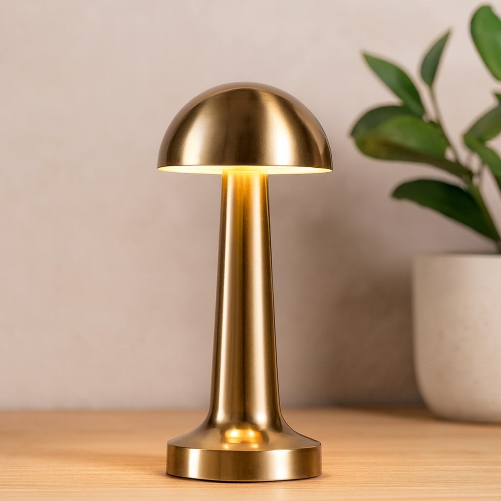 Oval Metal Mantar Masa Lambası - Dokunmatik Type-C 3 Mod