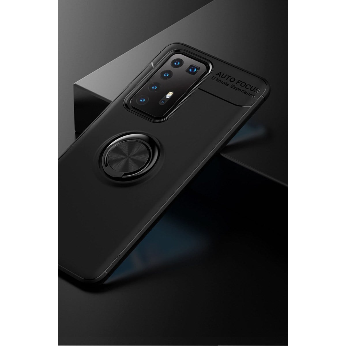 P40 Pro Kılıf Range Yüzüklü Silikon - Siyah
