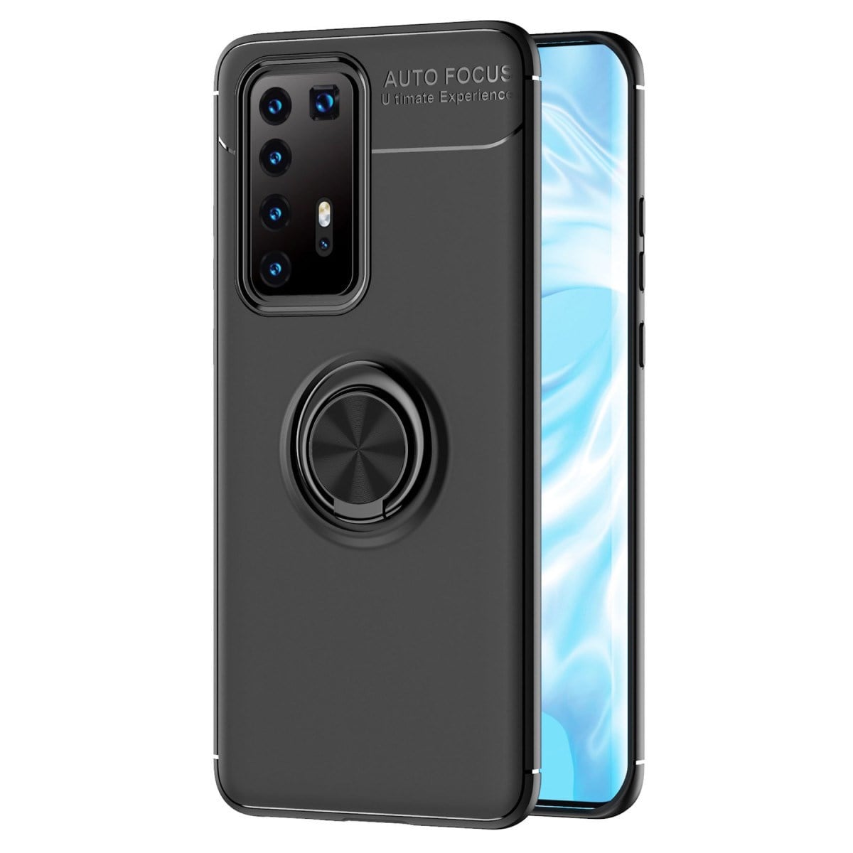 P40 Pro Kılıf Range Yüzüklü Silikon - Siyah