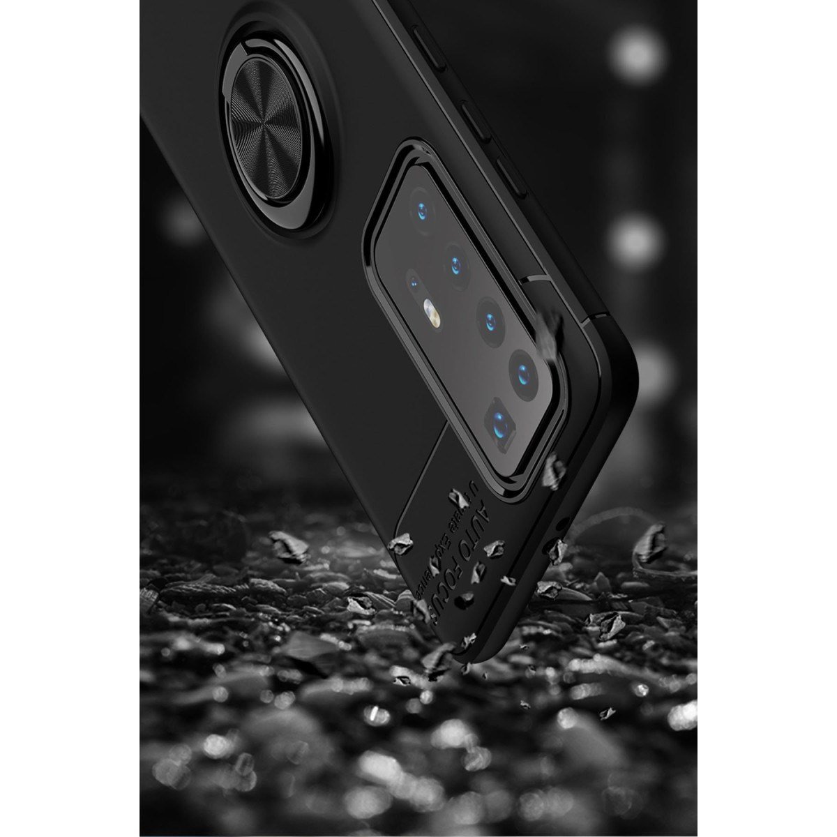 P40 Pro Kılıf Range Yüzüklü Silikon - Siyah