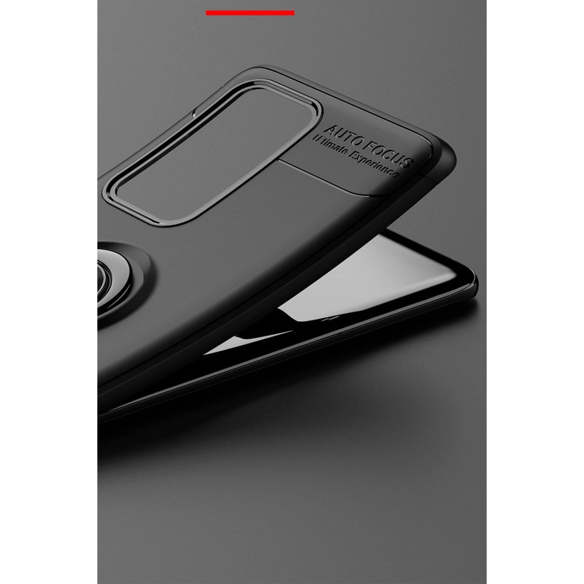 P40 Pro Kılıf Range Yüzüklü Silikon - Siyah