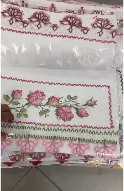 Pamuklu Kanaviçe Havlu, Çift Taraflı Çeyizlik, Hediyelik Havlu, Kanaviçe Desenli Havlu 1 Adet