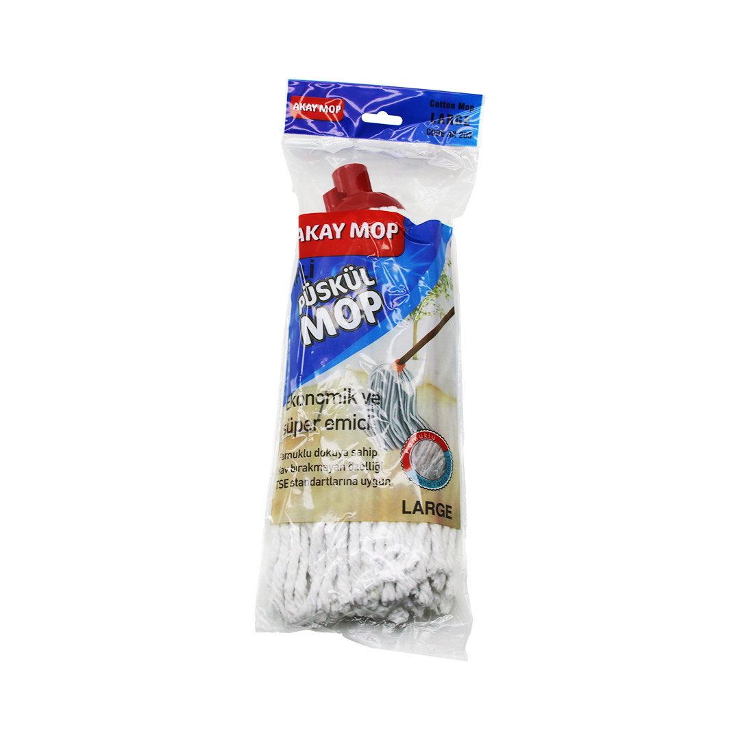 Pamuklu Püsküllü Mop Başlığı 23cm Orta-Large (Klasik Sap)