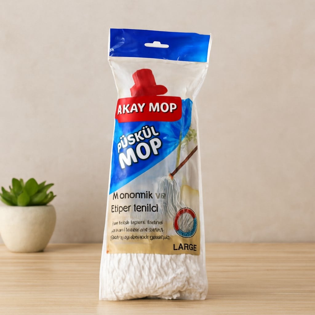 Pamuklu Püsküllü Mop Başlığı 23cm Orta-Large (Klasik Sap)