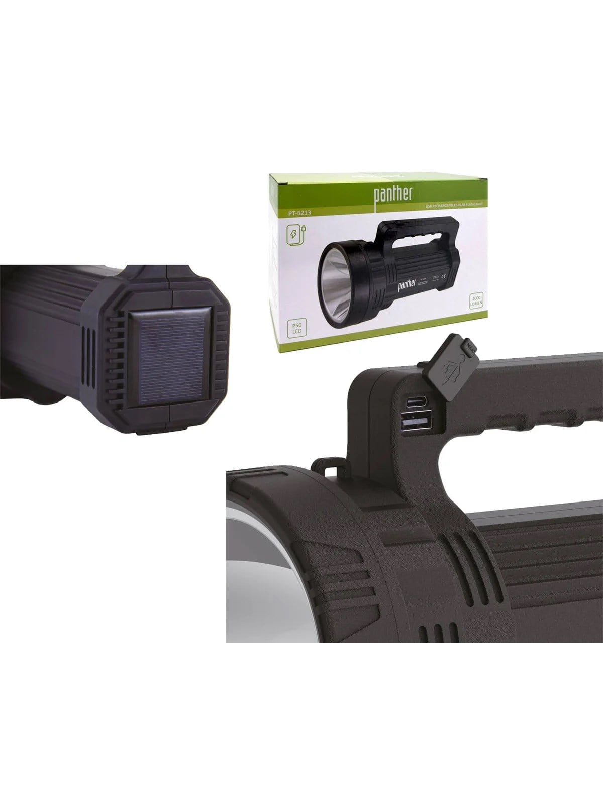 Panther PT-6213 USB Şarjlı El Feneri 2000 Lümen