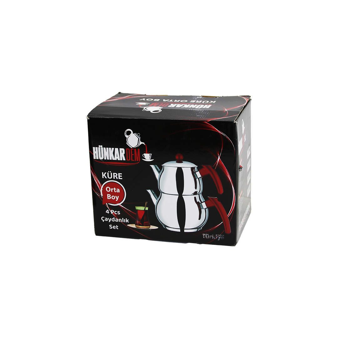 Paslanmaz Çelik Çaydanlık Seti (1L + 2L) Küre Model