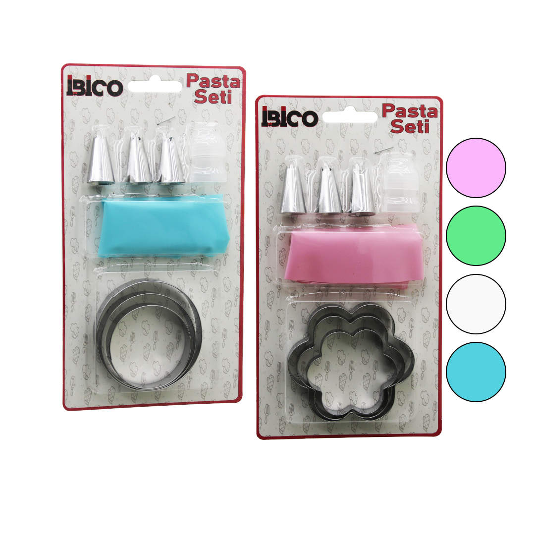 Pasta Süsleme Seti 8 Parça (Krema Torbası, Metal Uçlar, Kurabiye Kalıpları)
