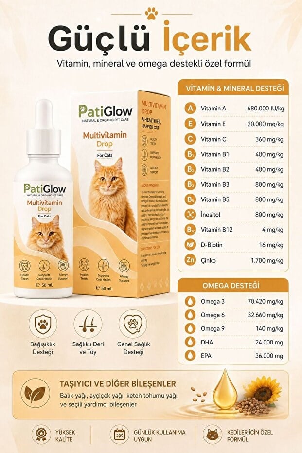 PatiGlow Kedi Multivitamin Damla 50 ml