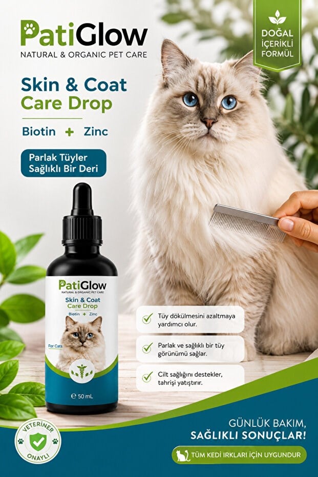 PatiGlow Kedi Tüy ve Deri Bakım Damlası 50 ml
