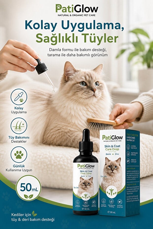 PatiGlow Kedi Tüy ve Deri Bakım Damlası 50 ml