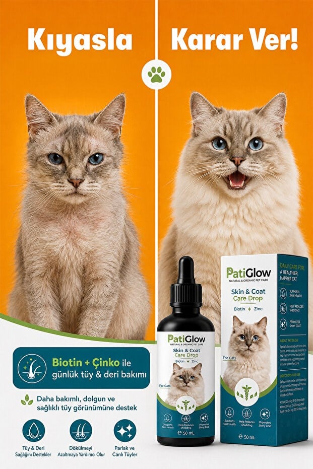 PatiGlow Kedi Tüy ve Deri Bakım Damlası 50 ml
