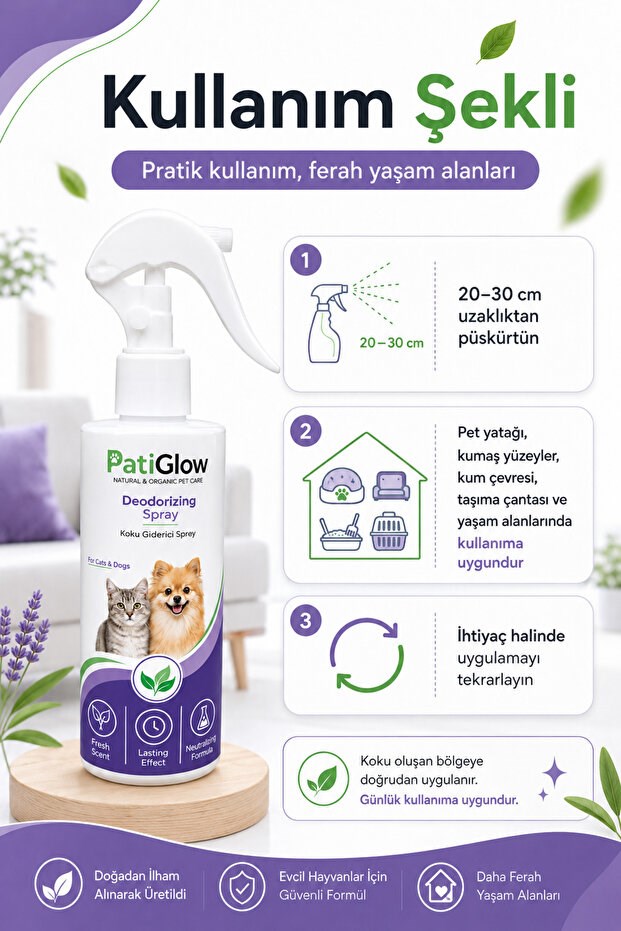 PatiGlow Kedi ve Köpek Koku Giderici Sprey