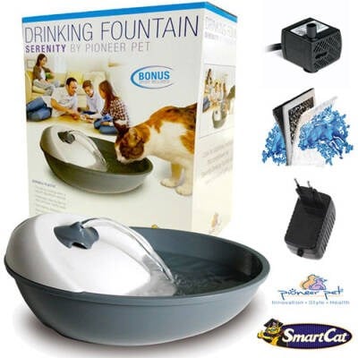 Pet Kedi Köpek Otomatik Su Kabı Gri 60 Oz 1,77 Lt