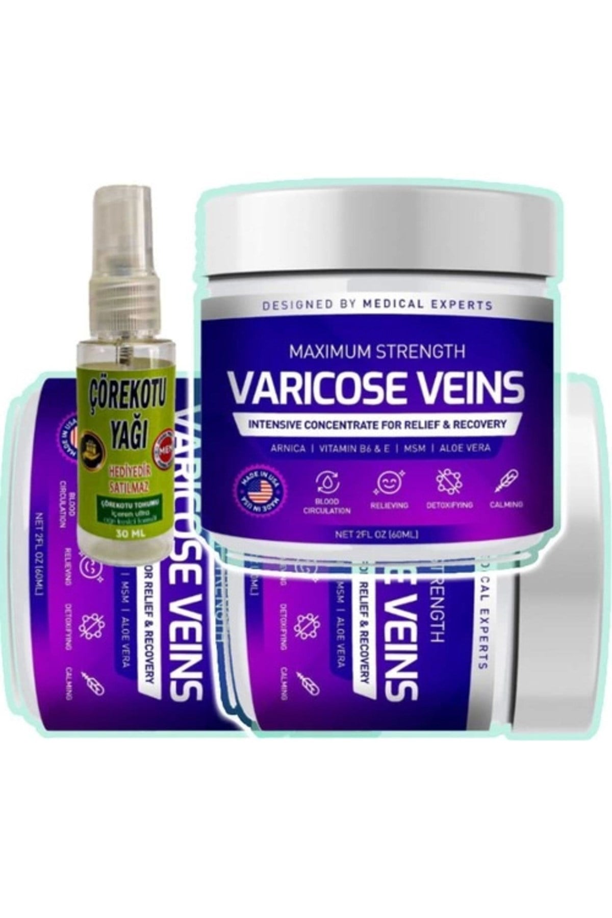 Pharmapulse Varicose Veins Purple Bakım Kremi 100 ml x 3 adet + Çörek Otu Yağı 30 ml