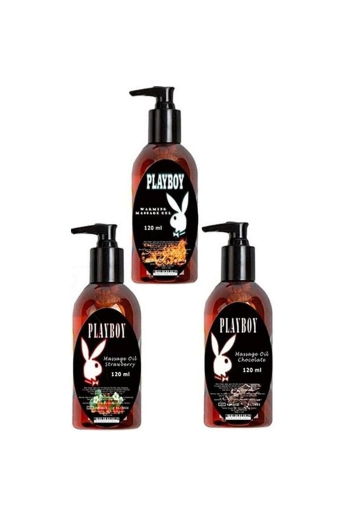 Playboy 3 Adet Playboy Çilek Aromalı Kokulu Ve Isıtıcılı Rahatlatıcılı Vücut Masaj Yağı