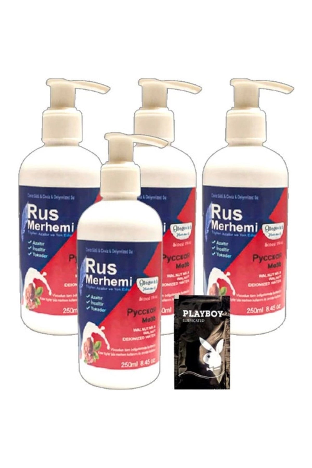 Playboy 4'lüx 250 ml Tüy Dökücü Krem Ceviz Sütlü & Cevizli Rus Merhemi + Yanında Jel